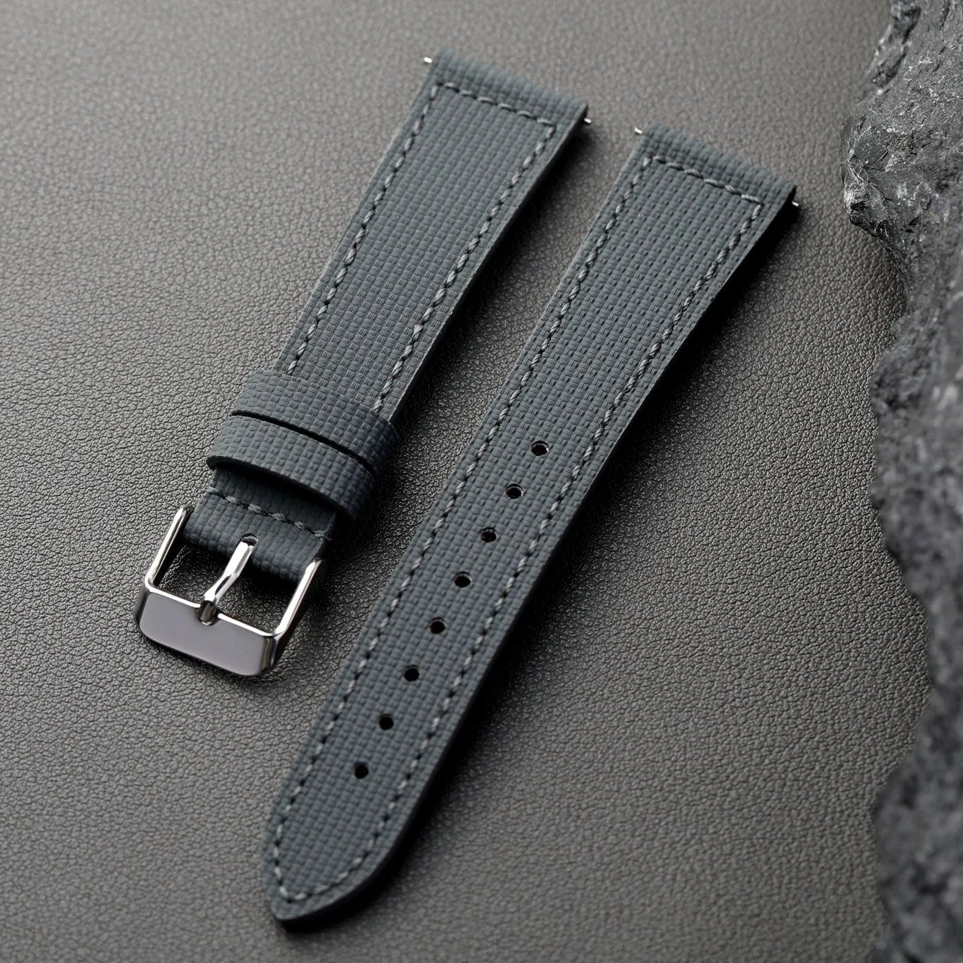 Premium Waterproof Fluororubber Leather Strap - Quick Release, Soft, Retro Design in Blue, Black, and Brown
