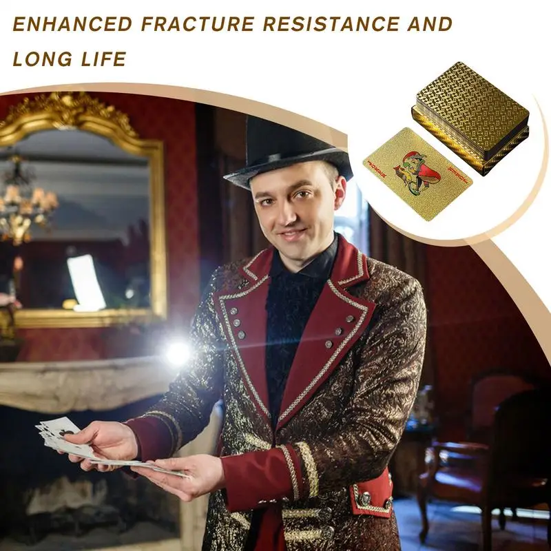 Gold Foil Poker Cards Waterproof Tabletop Poker Parties Game PVC Portable Leisure Playing Cards for Festivals Gatherings