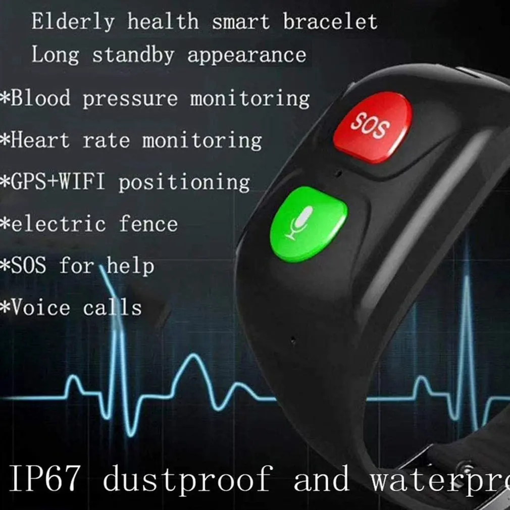 4G Elderly Older Smartband Old Man GPS+WIFI Position Swimming Heart Rate SOS App Remote Monitor Call Smart Band Watch Bracelet