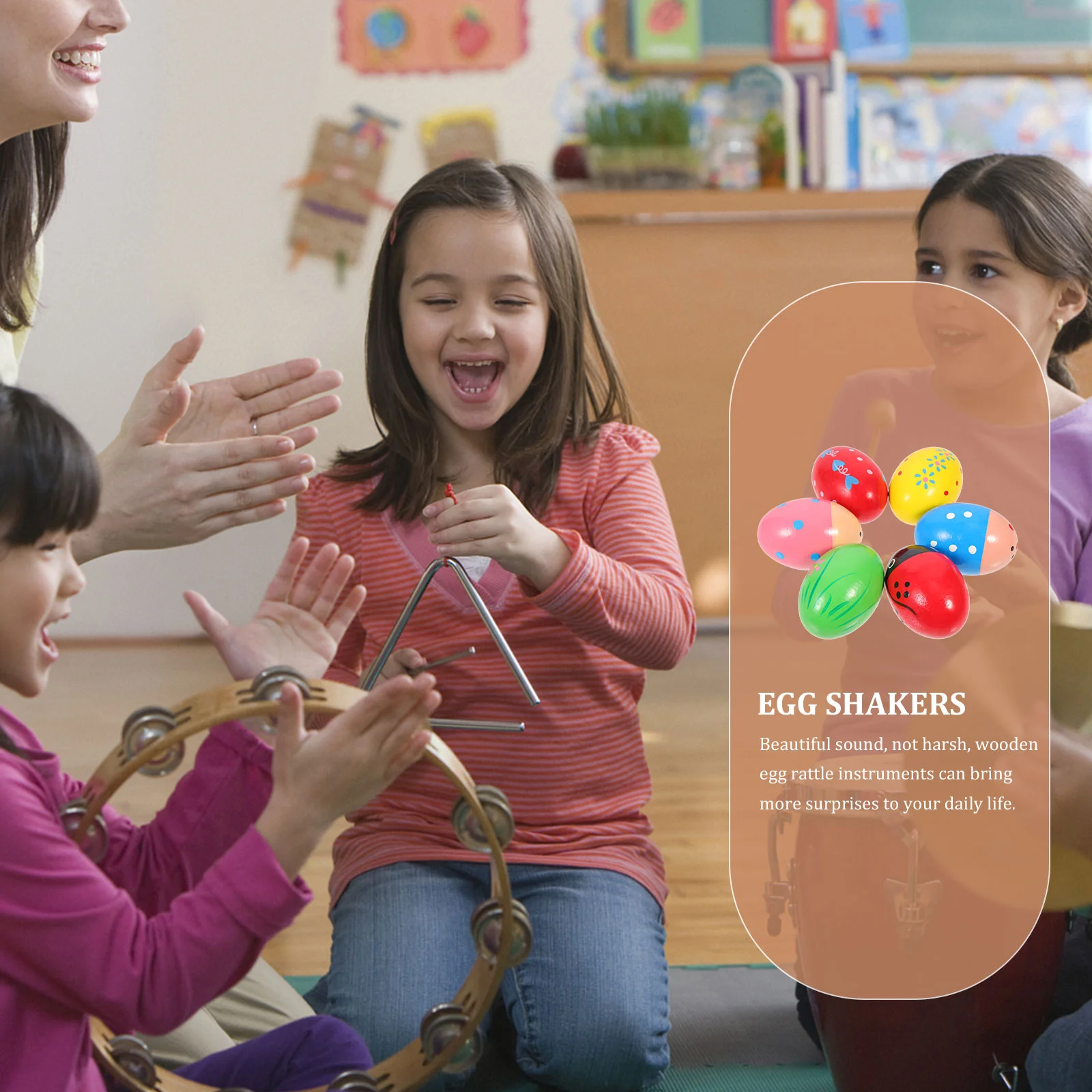 6 Pcs Eggs Sand Musical Toys Shaker Percussion Instrument Wood Shakers Wooden Plaything Child