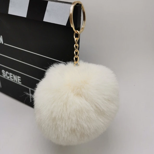 Aiphamy 4.7 Faux Fur Pom Pom Keychain Purse Bag Charm Fluffy Ball Key  Chain for Women