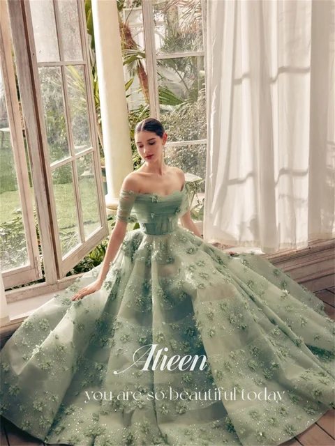 Aileen Multi-layer Shiny Manual 3D Flowers Light Green Princess Dress Women  Elegant Party Dresses 2024 Evening Gown Ball Gowns - AliExpress