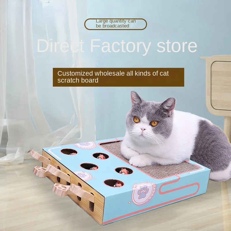 

Cat Hitting Ground Mouse Toy Interactive Play Cat Scratch Board Corrugated Paper Cat Box Claw Grinder Toy Wholesale