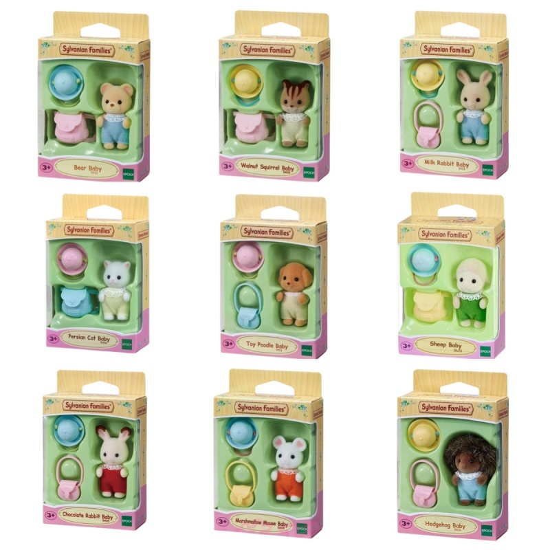 Original Sylvanian Families Persian Cat Chocolate Rabbit Cotton Candy Mouse Milk Rabbit Baby School Set Kids Toy Birthday Gifts