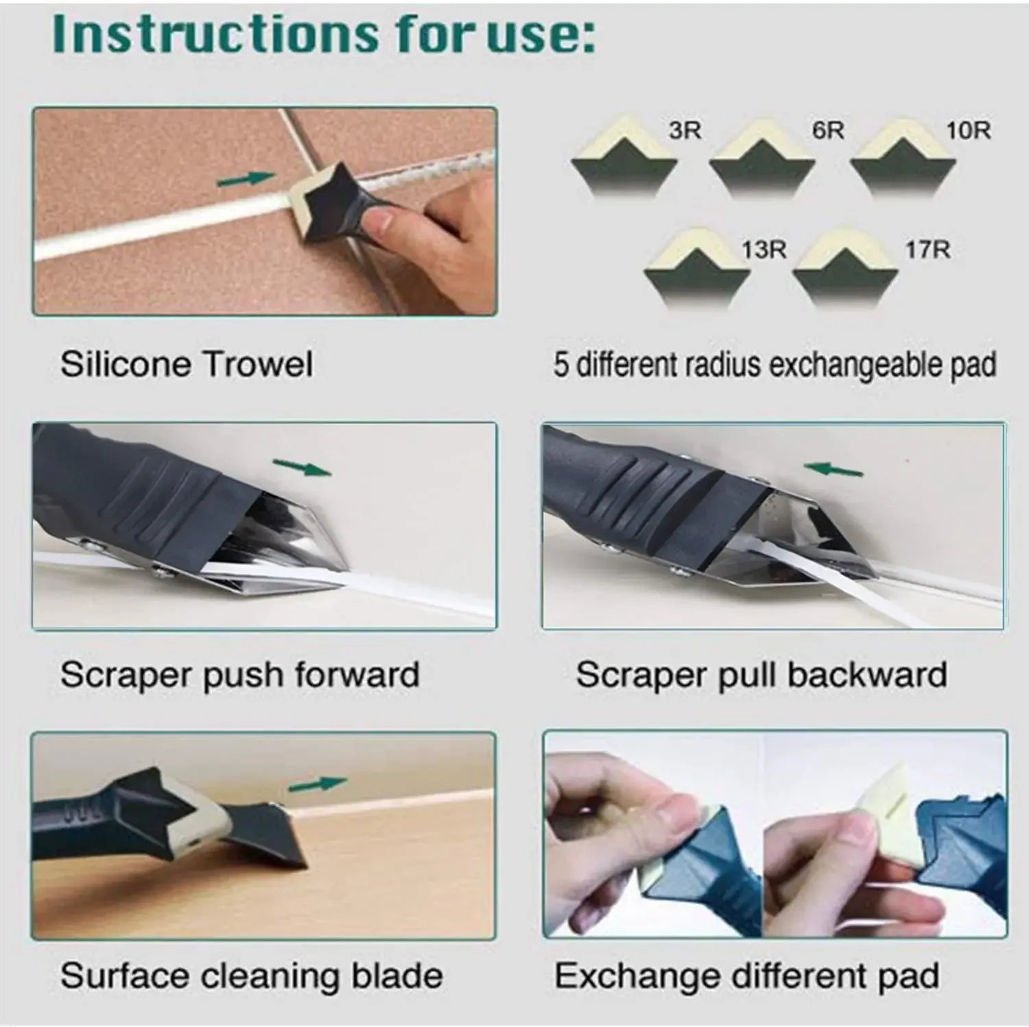 IN 1 SILIKONDICHTSTOFFENTFERNERTOOLKIT Set Schaber Abdichten Schimmel Entfer 406277324019