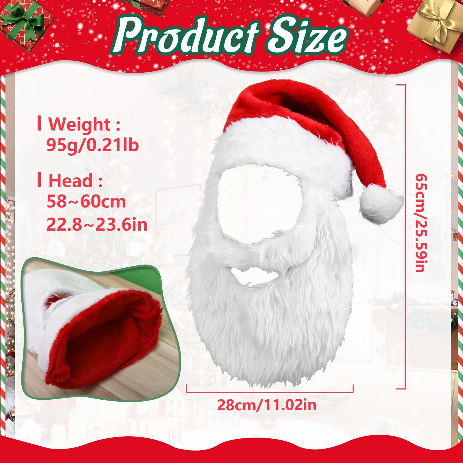 Cute Santa Claus Hat Plush Beard Decor Accessory Santa Claus Cosplay Christmas Atmosphere Decor Velvet Materi Mask