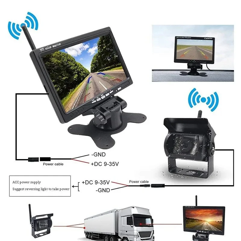 Bileeko   ī޶ LCD , Ʈ  RV ƮϷ  ڵ , 12V-24V Ĺ ī޶, 7 ġ