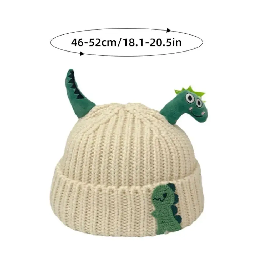 New Cute Dinosaur Knitted Hat Warm Windproof Warm Hat Thicken Solid Color Pullover Cap Boys Girls
