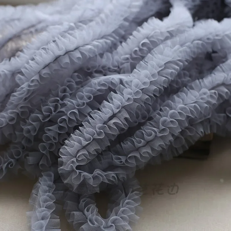 Lace ribbon lace sewing supplies lace sewing accessories lace garment accessories lace accessories lace decoration 1M mesh lace ribbon trims pleated fold mesh tulle sewing DIY crafts baby dress garment ruffle princess cake skirt 6CM