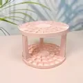 360° Rotating Makeup Brush Holder - Multi - Functional Cosmetic Organizer for Vanity & Bathroom Storage (Pink  grid)