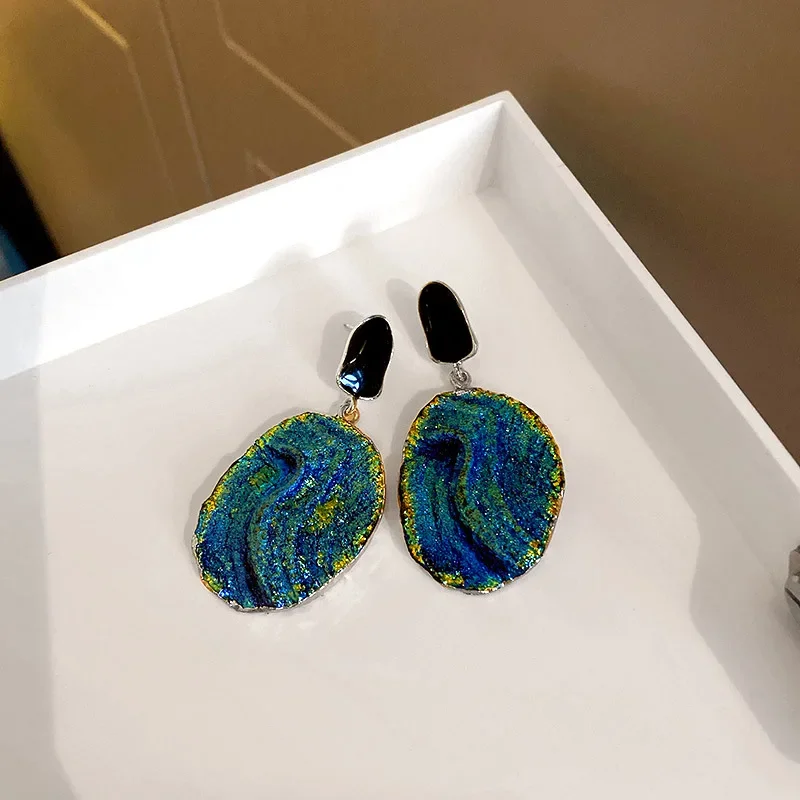 Exaggerated Natural Stone Dangle Drop Earrings for Women Geometric Earrings
