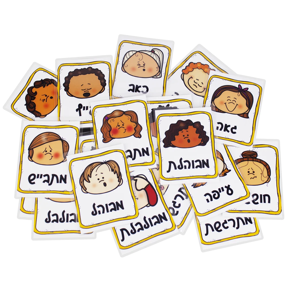 Hebrew Alphabet Boys/Girls Mood/Feeling Phonics Cards Baby Preschool Montessori Learning Early Educational Flashcards For Kids 5