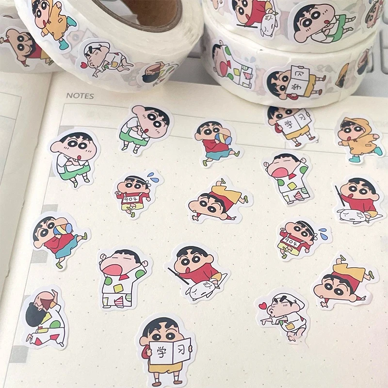 

Kawaii Anime Cute Crayon Shin-Chan Roll Sticker Cartoon Cute Student High Appearance Decoration Handbook Sealing Sticker