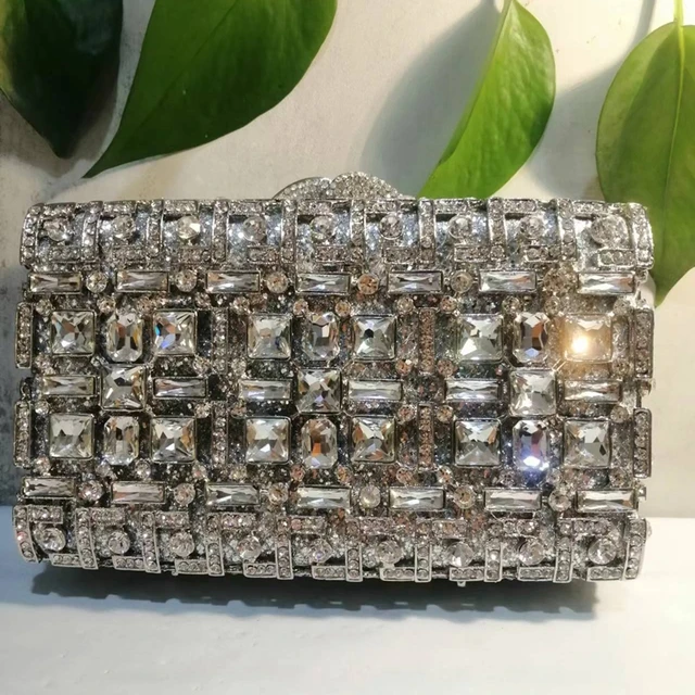 Bridal Evening Bag w/ Swarovski AB Crystals & Rounded Edge - Couture Bridal