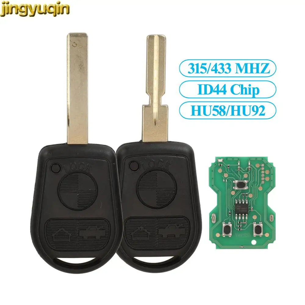 Jingyuqin Telecomando Chiave Auto 315/433 Mhz Id44 Pcf7935 Chip Per Bmw E31 E32 E34 E36 E38 E39 E46 Z3 3 Pulsanti Hu58/92 Fob