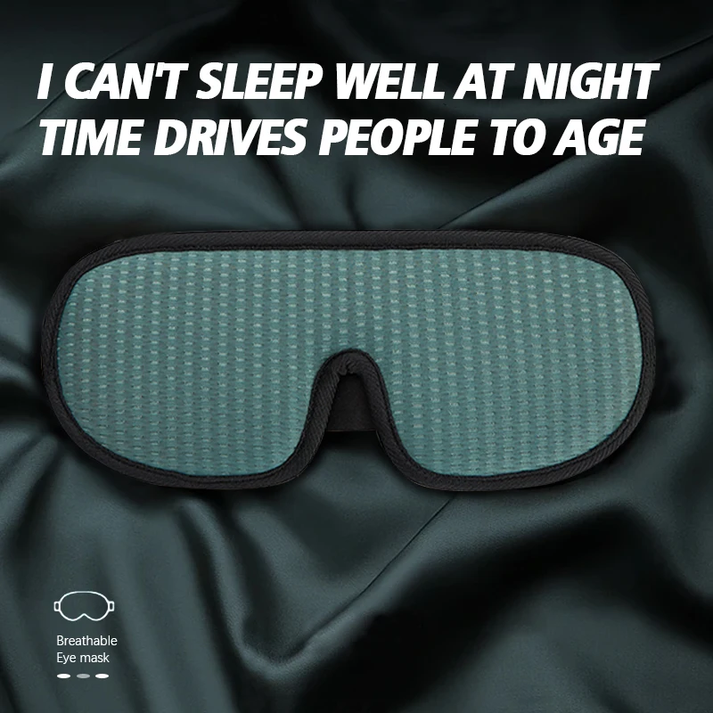 Sleep Mask 3D Eye Mask Green Breathable Shading Sleeping Adjustable Strap Sleep Padded Travel Rest