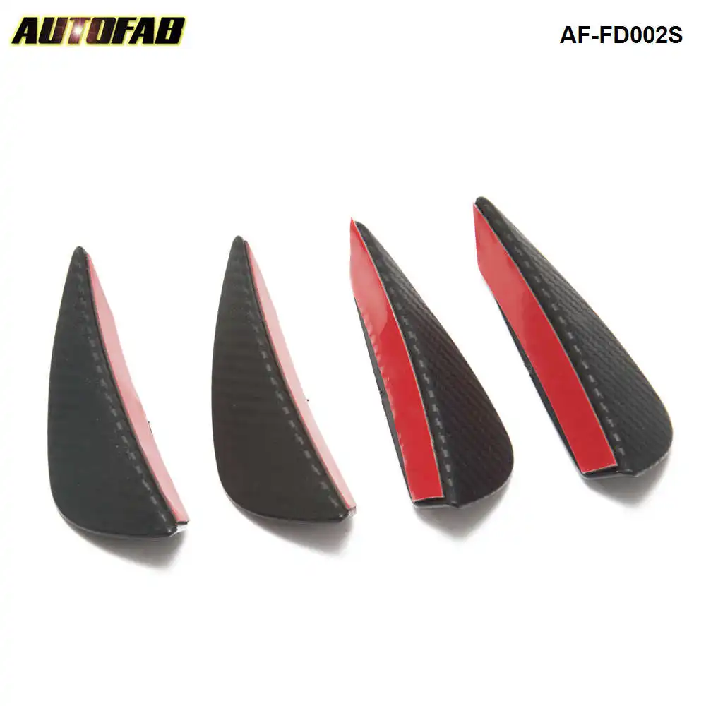 Universal Fit Front Bumper Lip Splitter Fins Body Spoiler Canard Valence Chin Carbon fiber 4pcs AF-FD002S