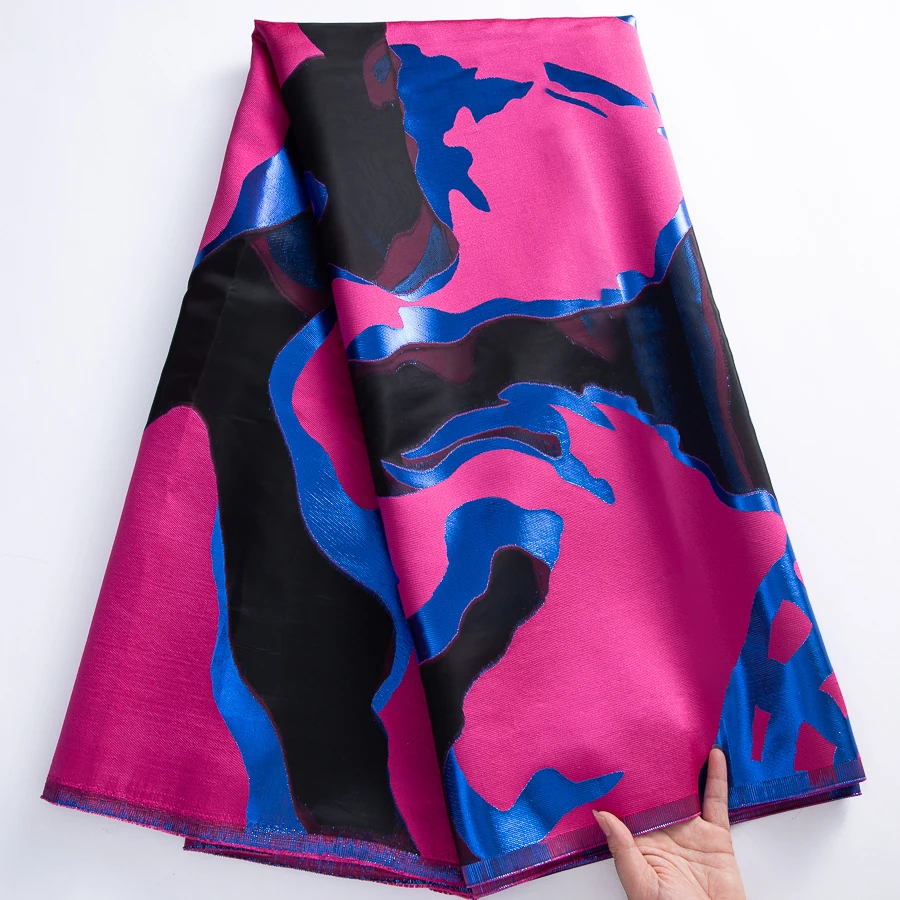 قماش دانتيل جاكار نيجيري بطول 5 ياردات - تصميم فرن...