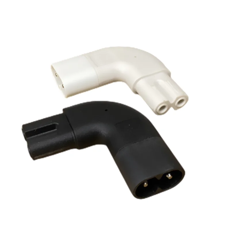 Right Angled IEC 320 C7 Female To C8 Male 2-Pin AC Power Plug Converter Adapter White/Black