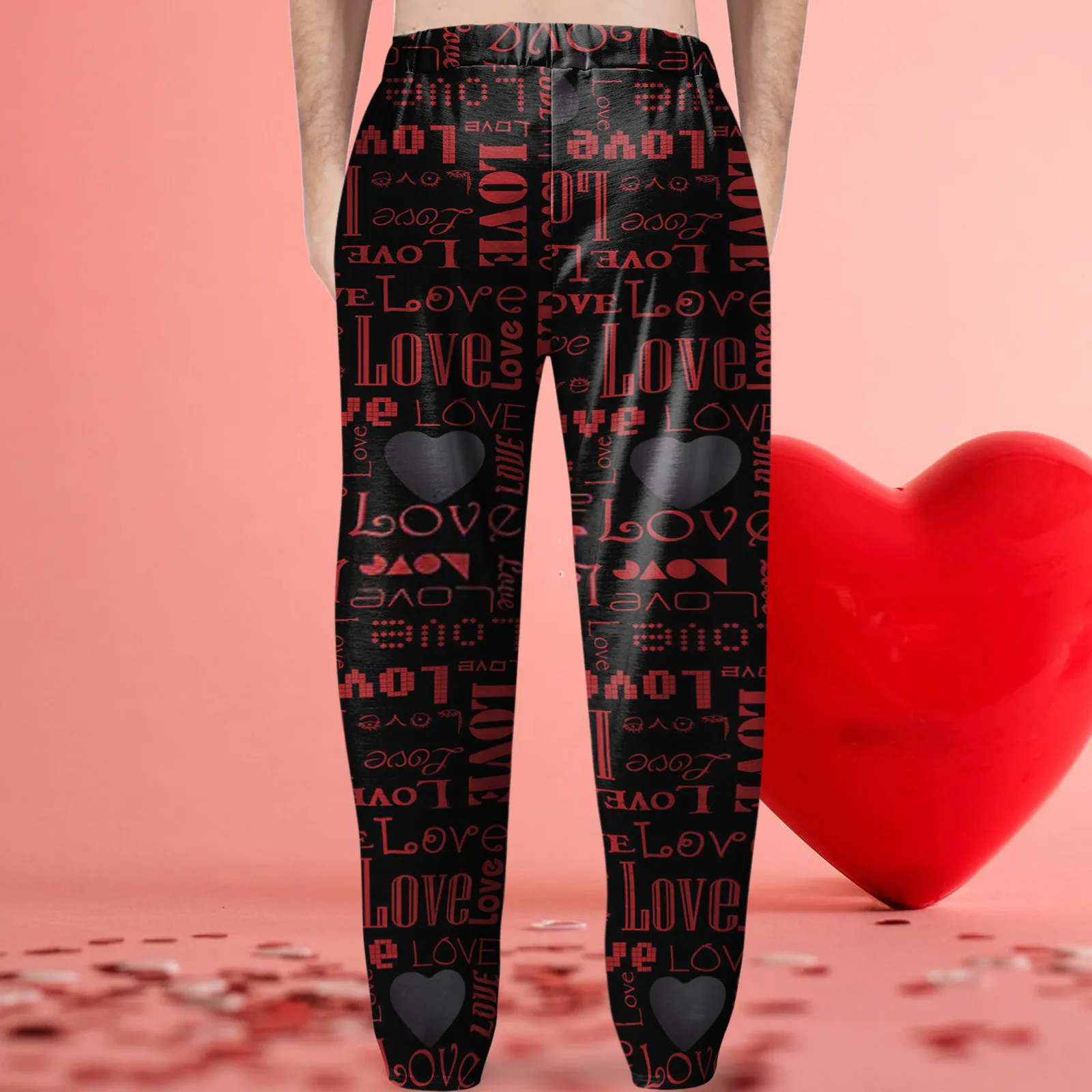 Men Home Wear Straght Casual Pants Loose Wide Leg Men Jogger Sweatpants Vintage Print Pajama Pencil Pants Trousers Streetwear