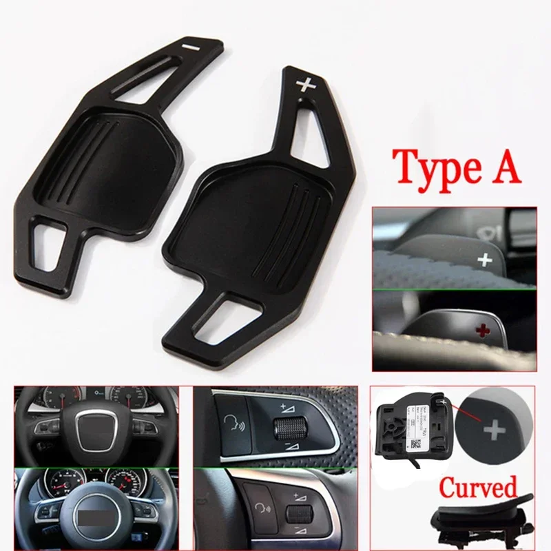 Carbon Fiber Paddle Shift For Audi A4 B8 A3 8P S3 A5 A6 S6 C6 Q5 A8 R8 TT TTS 2006 2011 Car Steering Wheel Paddles Shifter Extension DSG 1Pair Red Black