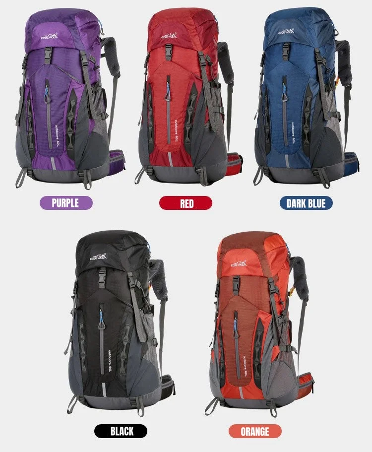 Camping Backpack 60L Waterproof Hiking Large Capacity Rucksuck Ultra-Light Rain Cap Travel Bags Outdoor Mountaineering camping backpack