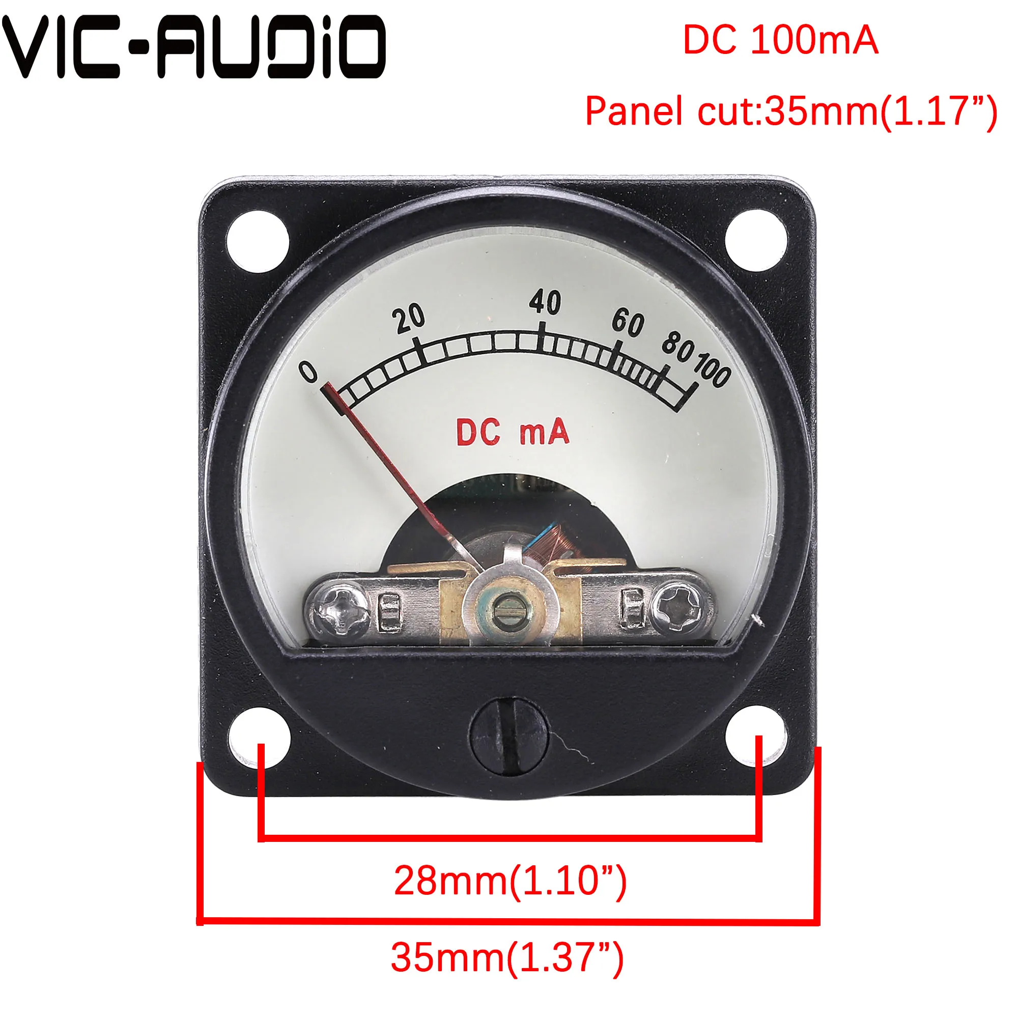 1PC 35mm Ammeter DC100MA DC 200MA Panel Meter Analog Current Meter Panel Mechanical Pointer Type amplifier DIY