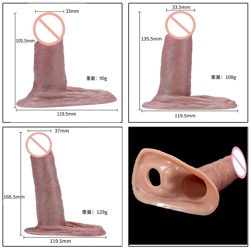 Realistic Penis Enlargement Sleeves Reusable Big Liquid Silicone Cock Extender Sheath Delayed Ejaculation Condom Male Sex Toys
