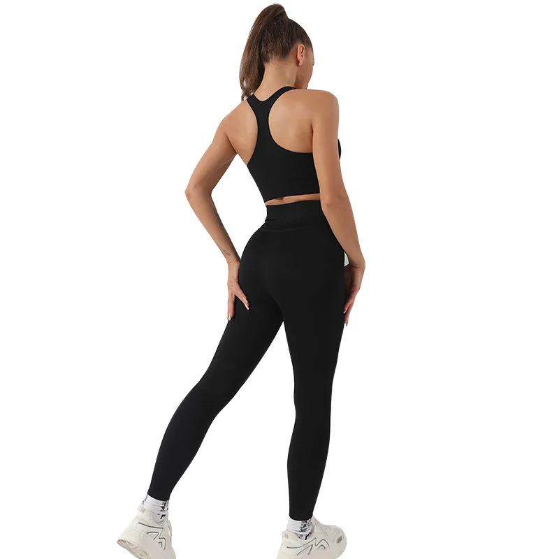 

2024 New 2-piece Yoga Suit Set Women's Zipper Yoga Tank Top Fitness Sports Bra Hip Lift Yoga Pants Long Pants