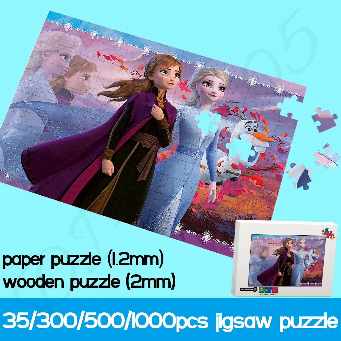 Puzzles for Kids Disney Animated Movie Frozen 1000 Piece Paper and Wooden Jigsaw Puzzles Handmade Art Educational Toys & Hobbies