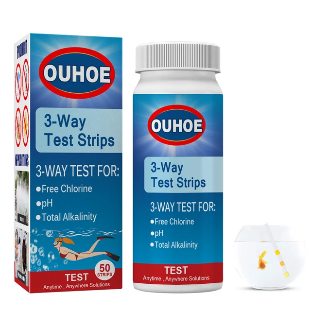 Úszómedence Víztesztcsíkok 3-In-1 Ph Tesztelő Készlet 50 Szalagos Otthoni Víz Tisztaságú Tesztcsíkok Akvárium Jól