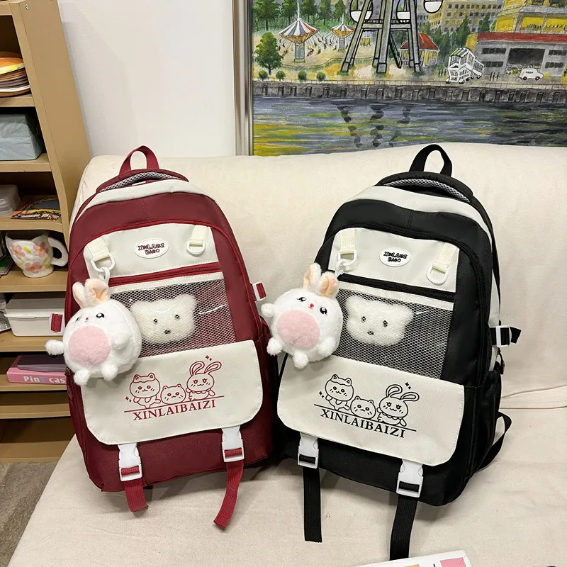 4pcs Fresh Japanese Campus Style Spacious Student Rucksack Trendy Daily Backpack For Teen Girls Middle High School 1