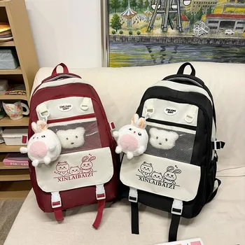4pcs Fresh Japanese Campus Style Spacious Student Rucksack Trendy Daily Backpack For Teen Girls Middle High School 1