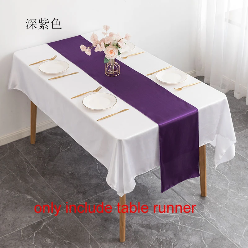 Satin Table Runners 30X250cm Wedding Banquet Decoration Back Party Bridal Cover Solid sapphire 