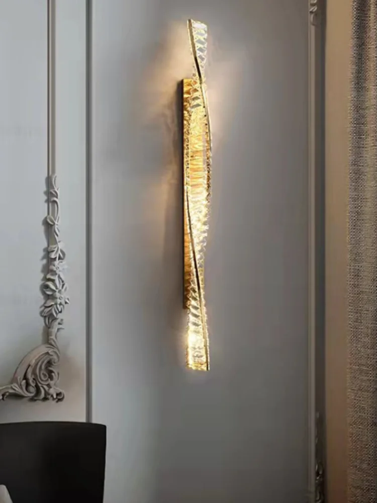 Nordic Luxury Crystal Wall Lamp Gold Creative Spiral Crystal Wall Lights for Bedroom Bedside Room Decor Indoor Lighting Fixtures