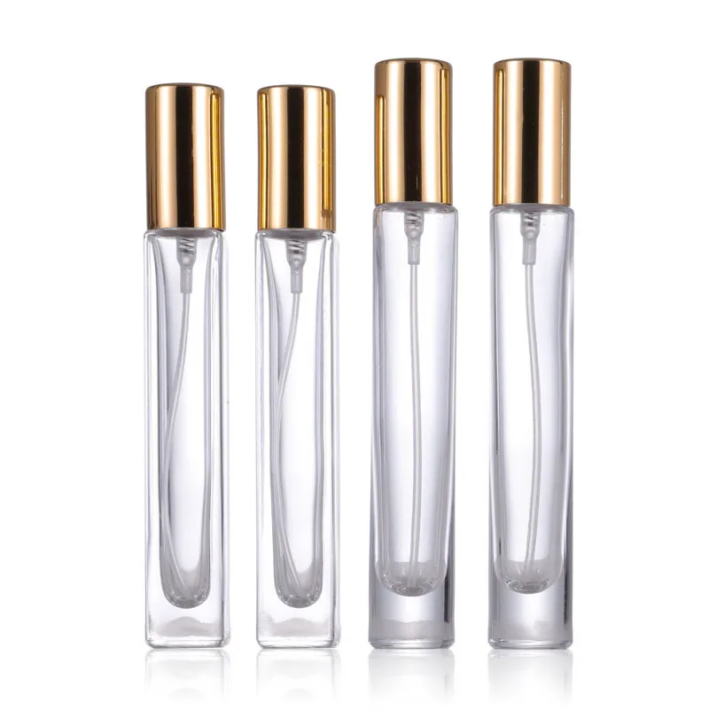 100pcs/lot 10ml Clear Glass Atomizer Bottle Refillable Colorfull Aluminum Cap Spray Perfume Bottle Travel Container