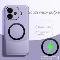 Luxury Magnetic Wireless Charging Magsafe Armor Shockproof Case for Poco x7 pro (Purple)