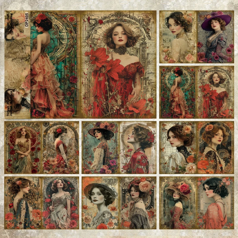 Panalisacraft 빈티지 스타일 스크랩북 패턴 종이, 멋진 카드 팩, 가벼운 무게추 공예 종이 카드, A5 사이즈, 8 매