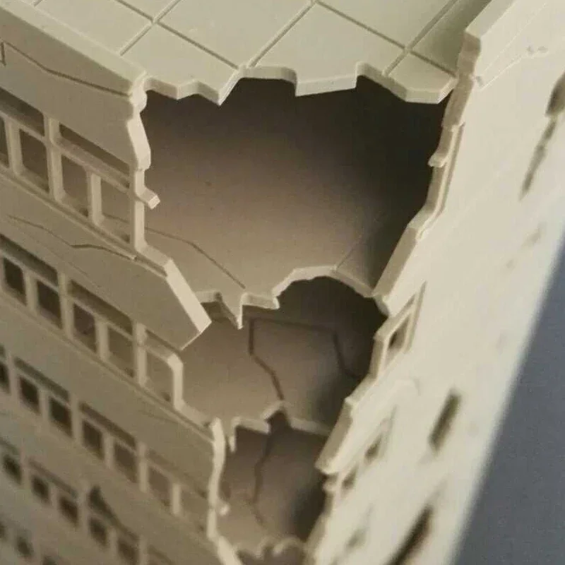1/144 Outland Models Railway Scenery City Ruin Building Abandoned Tall Office N Scale toy children christmas gifts 4