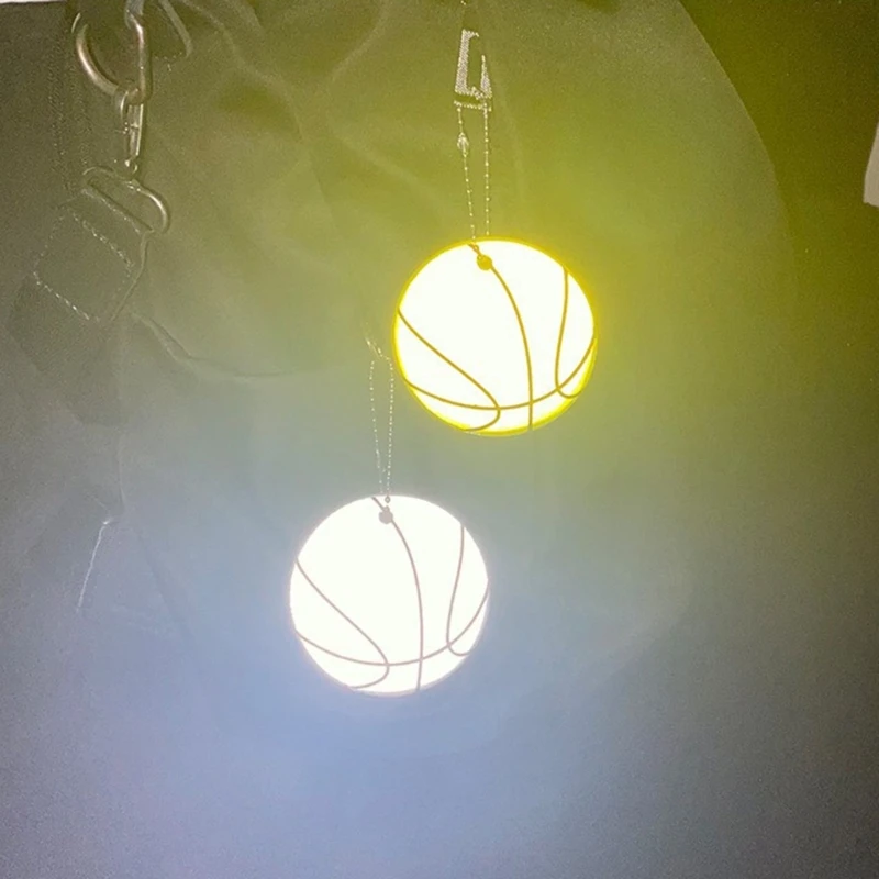 Reflective Pendant for Basketball Reflective Keychain Bag Pendant with Chains Doft PVC Reflector Keyrings For Visible Safety Reflective Pendant