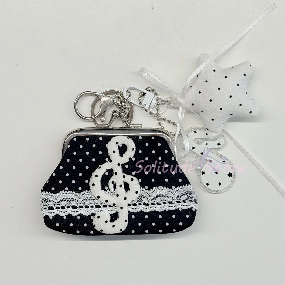 Charming Vintage-Inspired Y2K Lace Coin Purse with Rose Details and Hanging Pendant