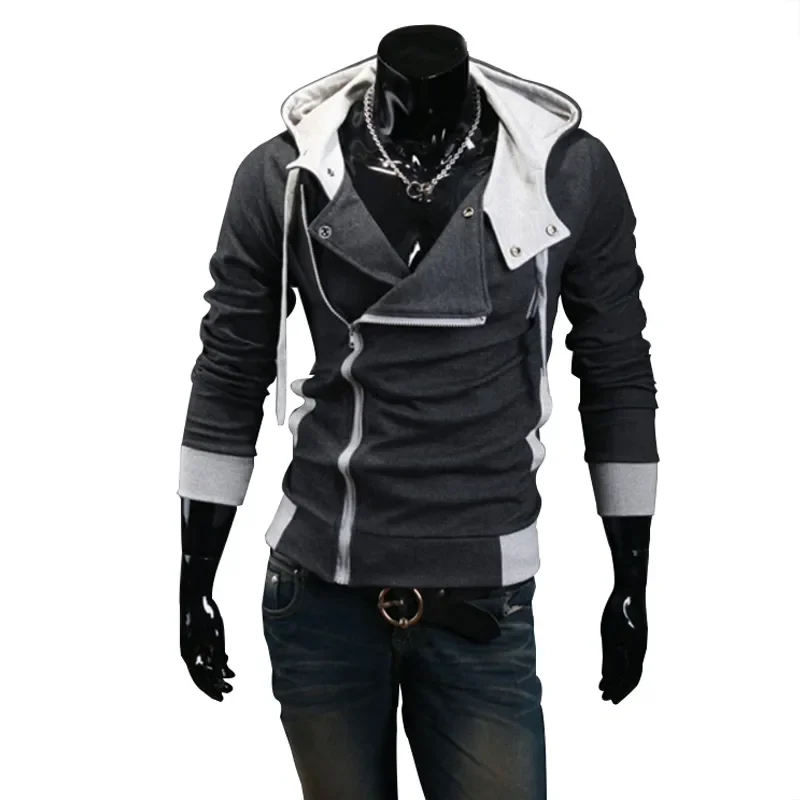 Casual Man Hoodie Sweatshirt 2024 Slim Male Zipper Streetwear Cardigan Hoodies Outerwear Black Sportswear Men Hooded Jacket