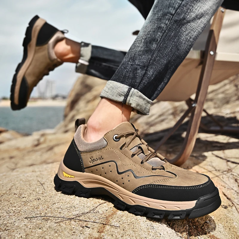 

Мужская нескользящая износостойкая уличная обувь из натуральной кожи, легкая мужская повседневная обувь для альпинизма и пешего туризма, треккинговая обувь