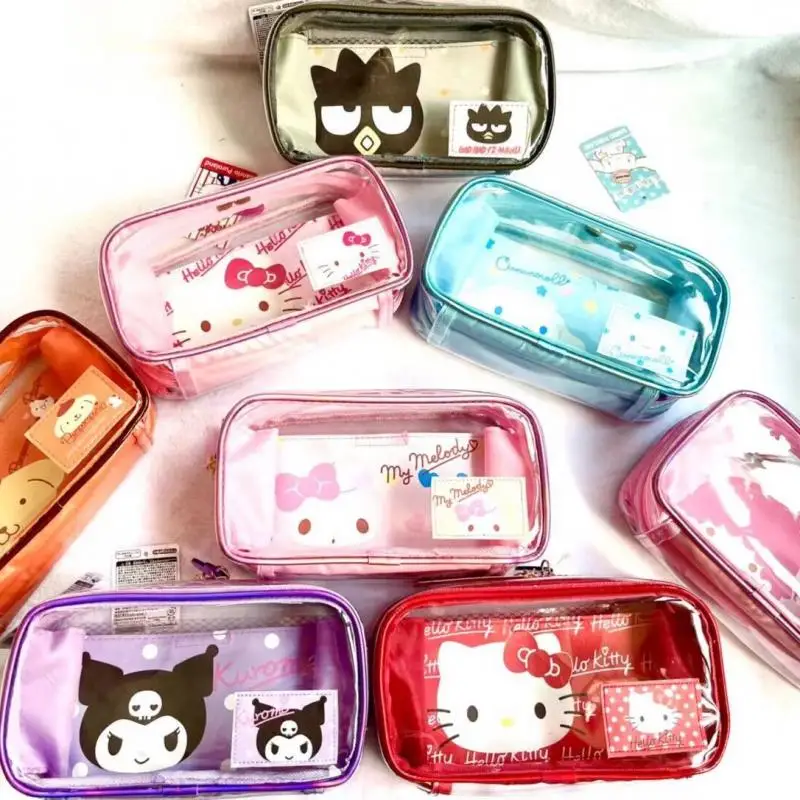 

Kawaii Мультфильм Cinnamoroll прозрачная сумка для хранения Kuromi косметичка Водонепроницаемая вместительная фотосумка