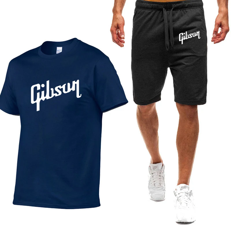 Gibson Summer style Men Nine Color printing Short-sleeved T-shirt Simple Casual comfortable Breathable outdoors Movement Suit
