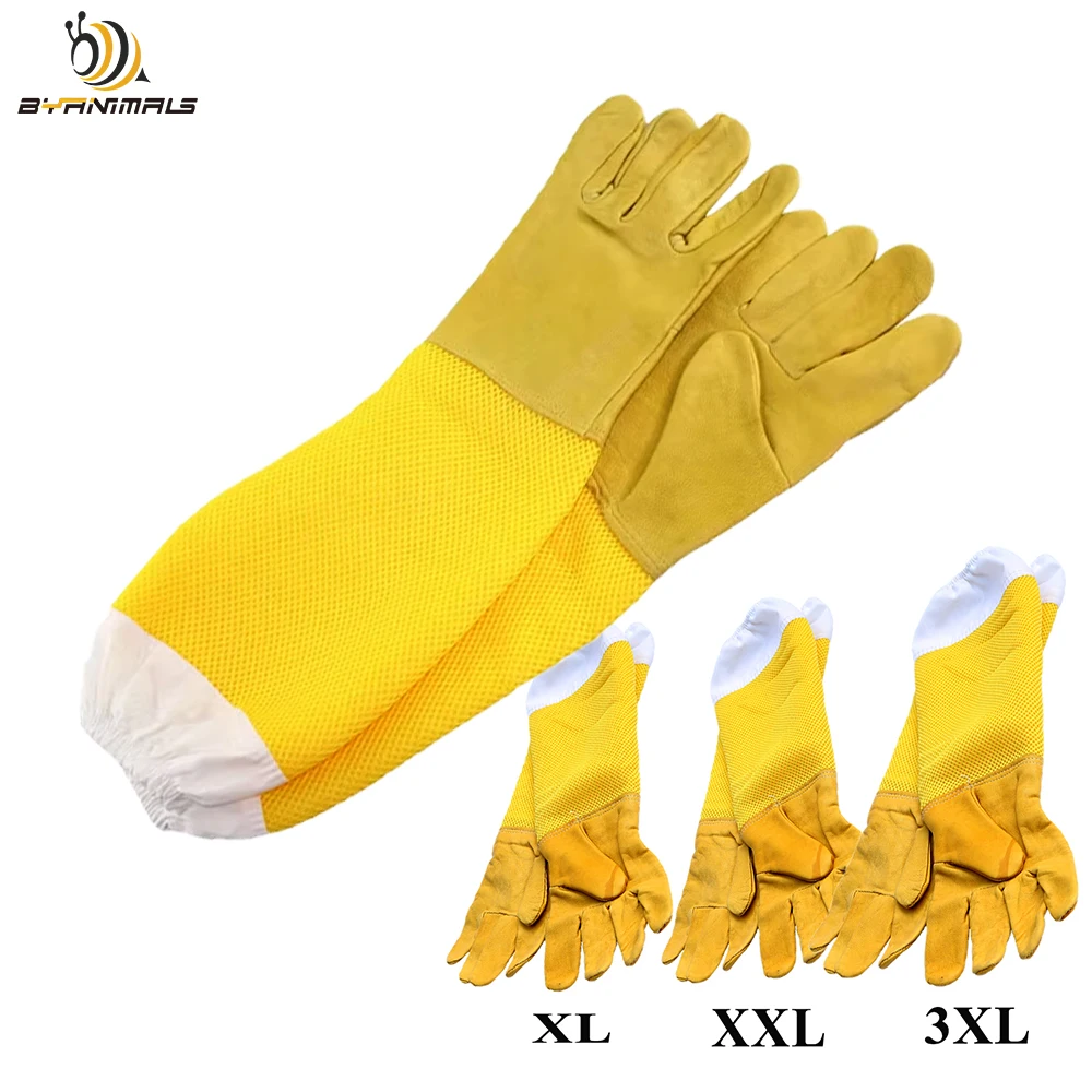 Wear Safety Gloves Leather Anti Sting Through Apiary Protection Hands Vented Apiarist Cloth 3XL Available Beekeeper Associated