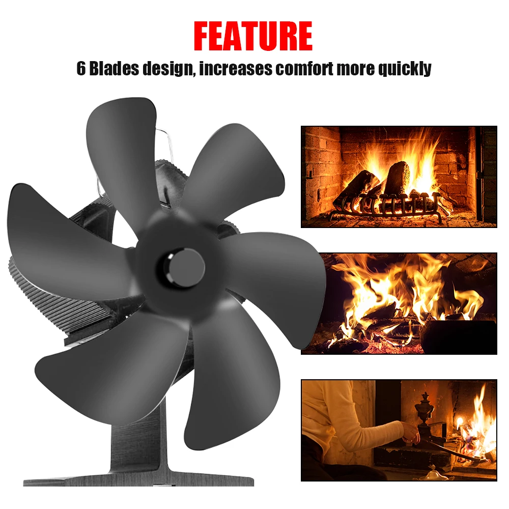 4 Blades Heat Powered Fireplace Stove Fan Wood - 6 Blades Heat Powered Stove  Fan - Aliexpress