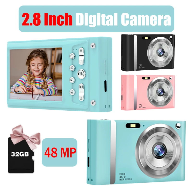 

HD 48MP Digital Camera with 2.8" Large Screen Camcorder Camera Children Camera 16x Zoom Anti Shake Portable Small Cam with 32GB