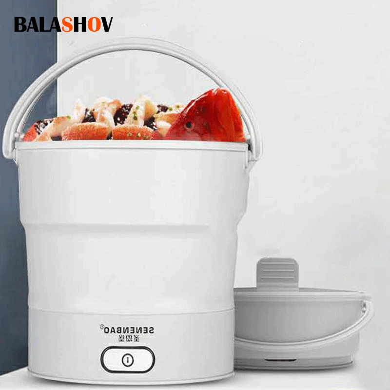 110V/220V Foldable Electric Cooker Mini Multifunction Hot Pot Food Steamer Cooking Machine for Dormitory Noodle Cooker for Trave