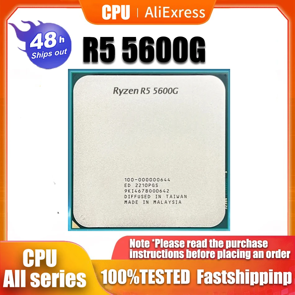 Amd Ryzen 5 5600G R5 5600G 3.9Ghz Processore Cpu A Sei Core A Dodici Thread 65W L3 = 16M 100-000000252 Socket Am4 Nuovo Senza Dispositivo Di Raffredda
